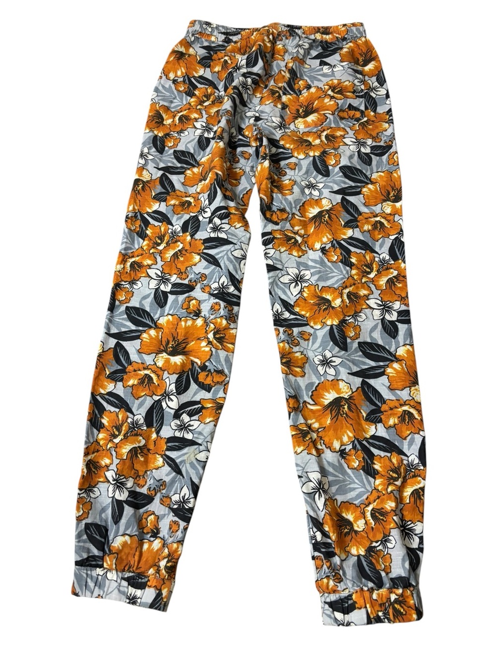 Urban Outfitters Gray & Orange Floral Drawstring Joggers - Picture 2 of 3